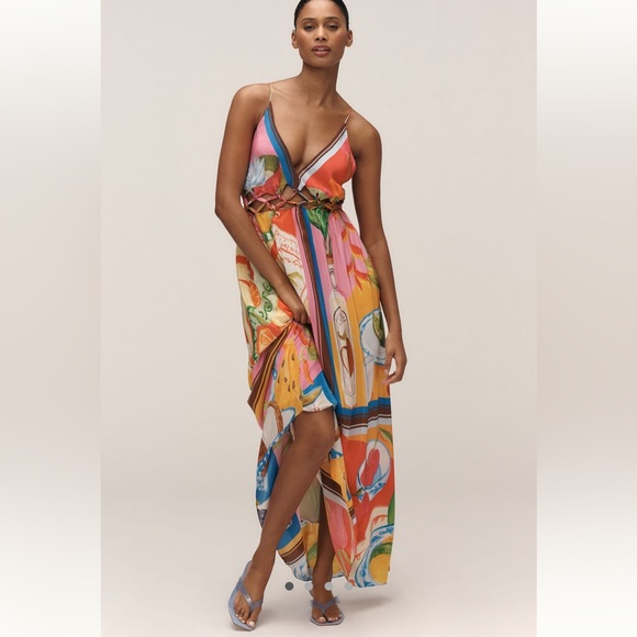NWT Farm Rio Colorful V-Neck Maxi Dress - Picture 1 of 4